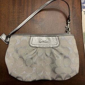 Coach Metallic Silver and Gray Wristlet